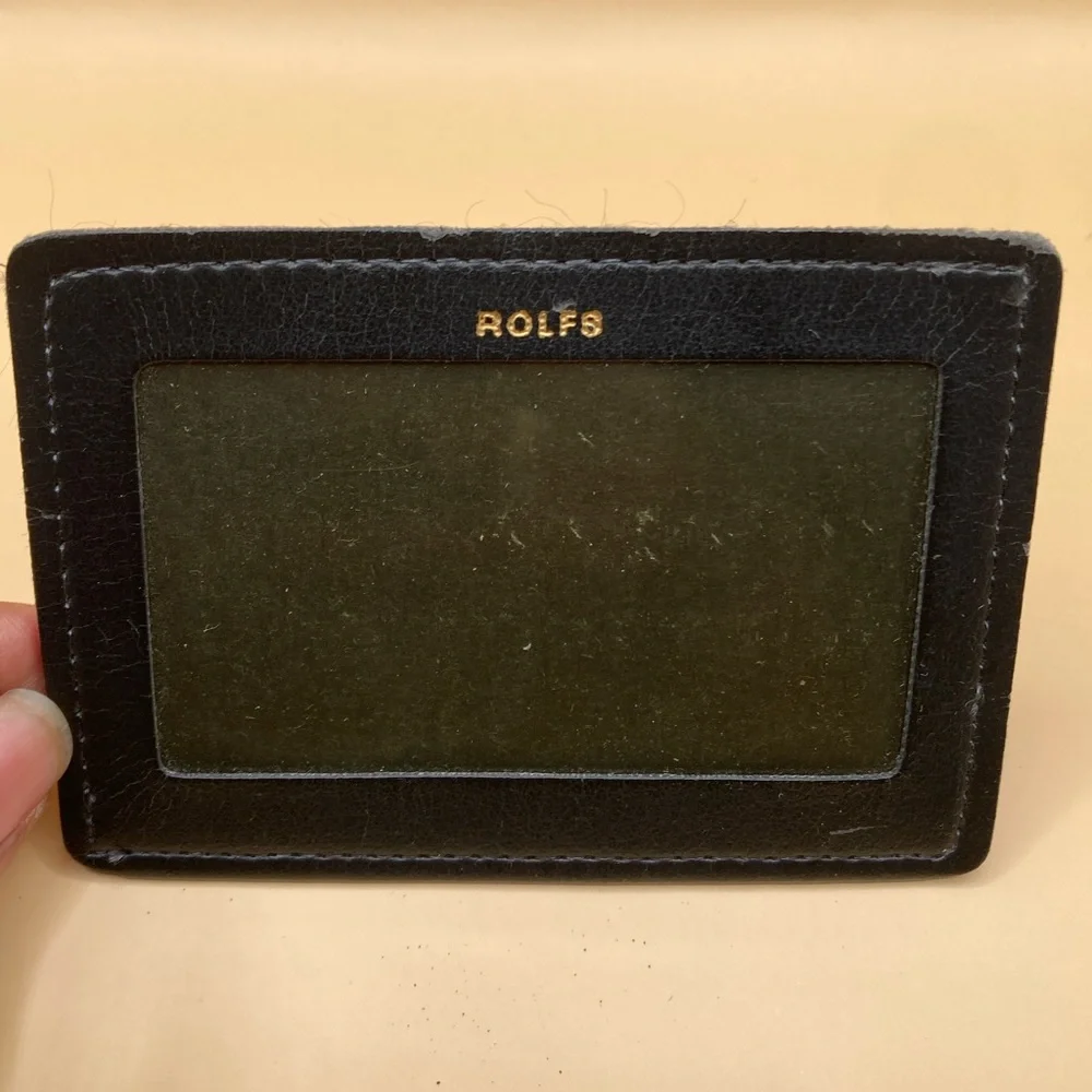 Rolfs Black Cowhide Leather Change Purse/Card Holder/Key Ring with Zip Pockets